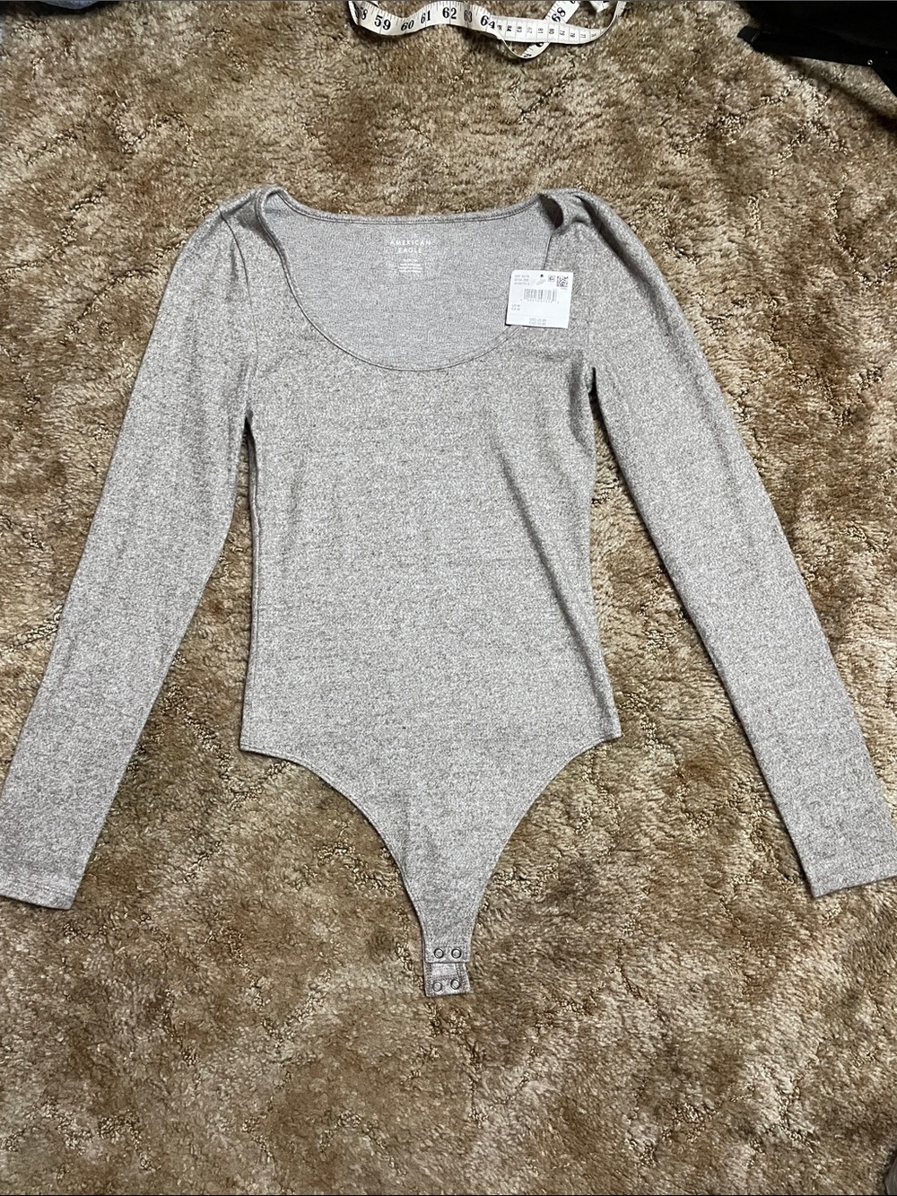NWT American Eagle‎ Gray Long Sleeve Soft Bodysuit Size Medium